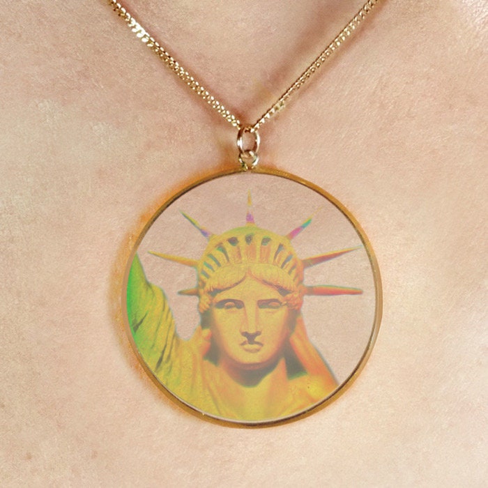 Gold hologram necklace clearance