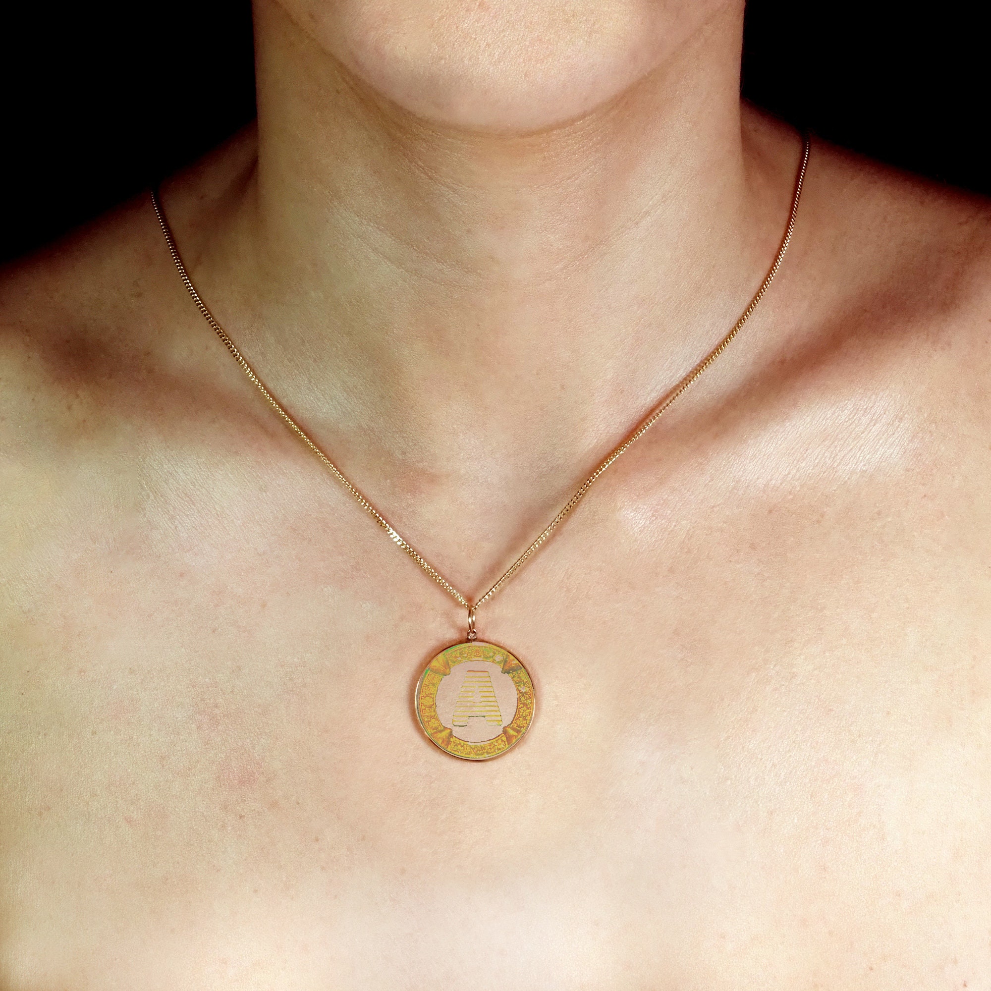 9ct Gold Hologram Pendant A Initial Small