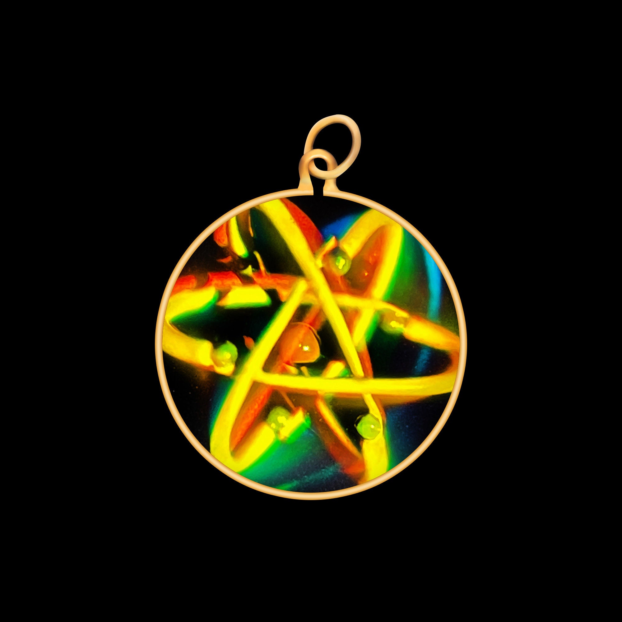 9ct Gold Hologram Pendant Atom Symbol small Etsy