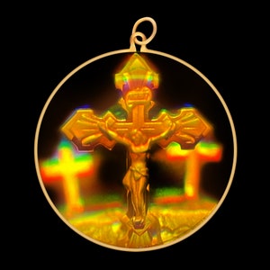 9ct Gold Hologram Pendant - Crucifix Cross (Large)