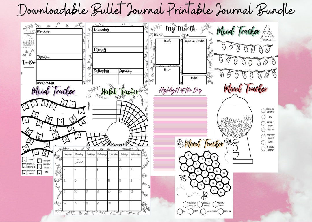 Bullet Journal Templates Printable Journal Bundle Downloadable PDF - Etsy