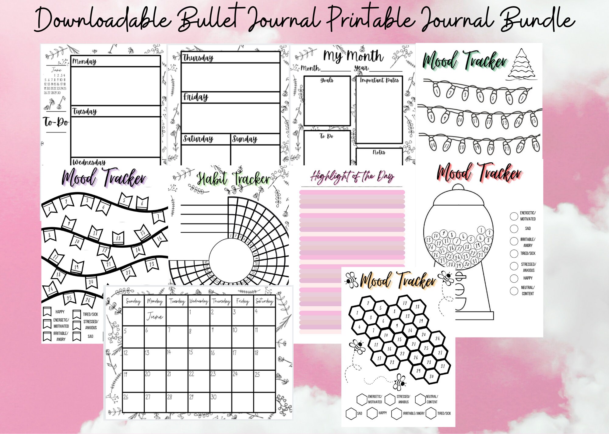 Bullet Journal Templates Printable Journal Bundle Downloadable PDF - Etsy