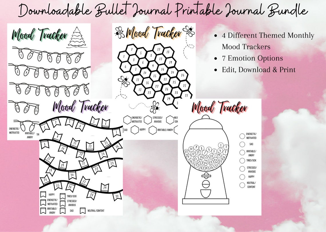 Bullet Journal Templates Printable Journal Bundle Downloadable PDF - Etsy