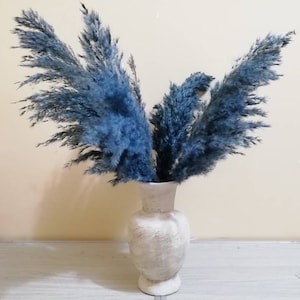 PAMPAS GRASS Blue, Navy-Blue Colored, Blue Flowers, Dry Reeds, Dried Flowers, Dried Pampas Grass, Wedding Decor, Tall Vase, Centerpieces image 1