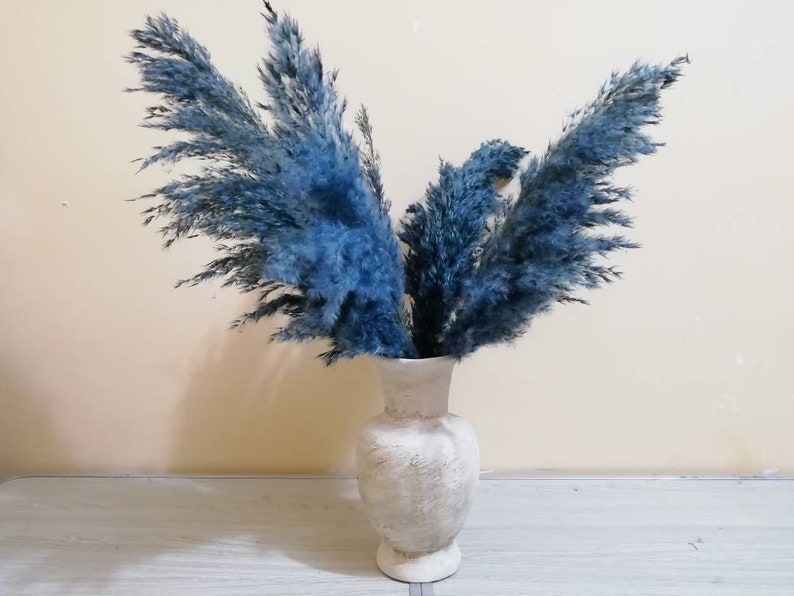 PAMPAS GRASS Blue, Navy-Blue Colored, Blue Flowers, Dry Reeds, Dried Flowers, Dried Pampas Grass, Wedding Decor, Tall Vase, Centerpieces image 7
