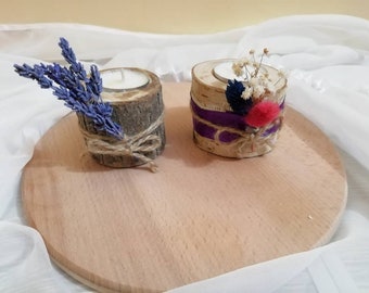 2 rustic candle holders,with Dried Flowers, tea light holder, woodland wedding centerpiece, rustic wedding decor, country Wedding home Decor