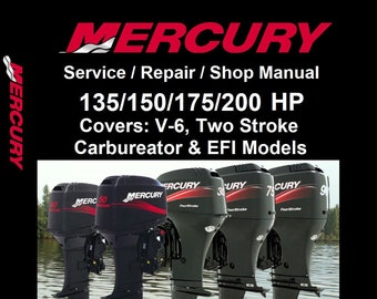 Mercury utombordsmotor reparations-, service- och verkstadsmanual (135-150-175-200 hk V-6, tvåtakts-, förgasar- och EFI-motorer, 2000 års version)
