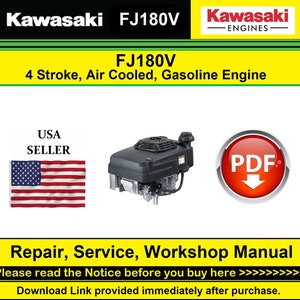 Kawasaki FJ180V, Single Cylinder, 4 Stroke, Air Cooled, Repair Service & Workshop Manual Digital Download