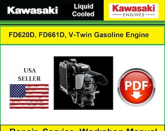 Kawasaki FD620D, FD661D,  4 Stroke, Liquid Cooled, Repair Service & Workshop Manual Digital Download