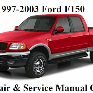Könnte beinhalten: Ein roter Ford F150 Pickup aus den Jahren 1997-2003. Reparatur- und Servicehandbuch CD.