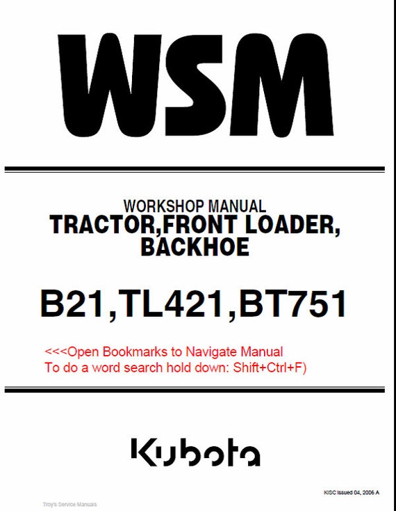 Kubota WSM ワークショップマニュアル WSM Kubota Workshop Manual | eBay