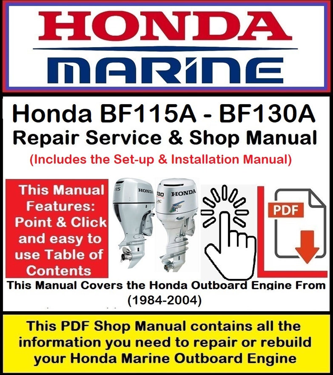 Honda Outboard BF115A BF130A Repair Service Shop Manual Etsy