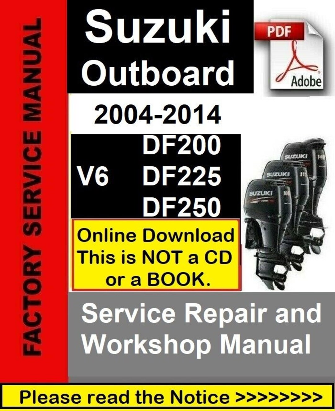 Suzuki DF200/DF225/DF250 Outboard Repair Service & Workshop PDF