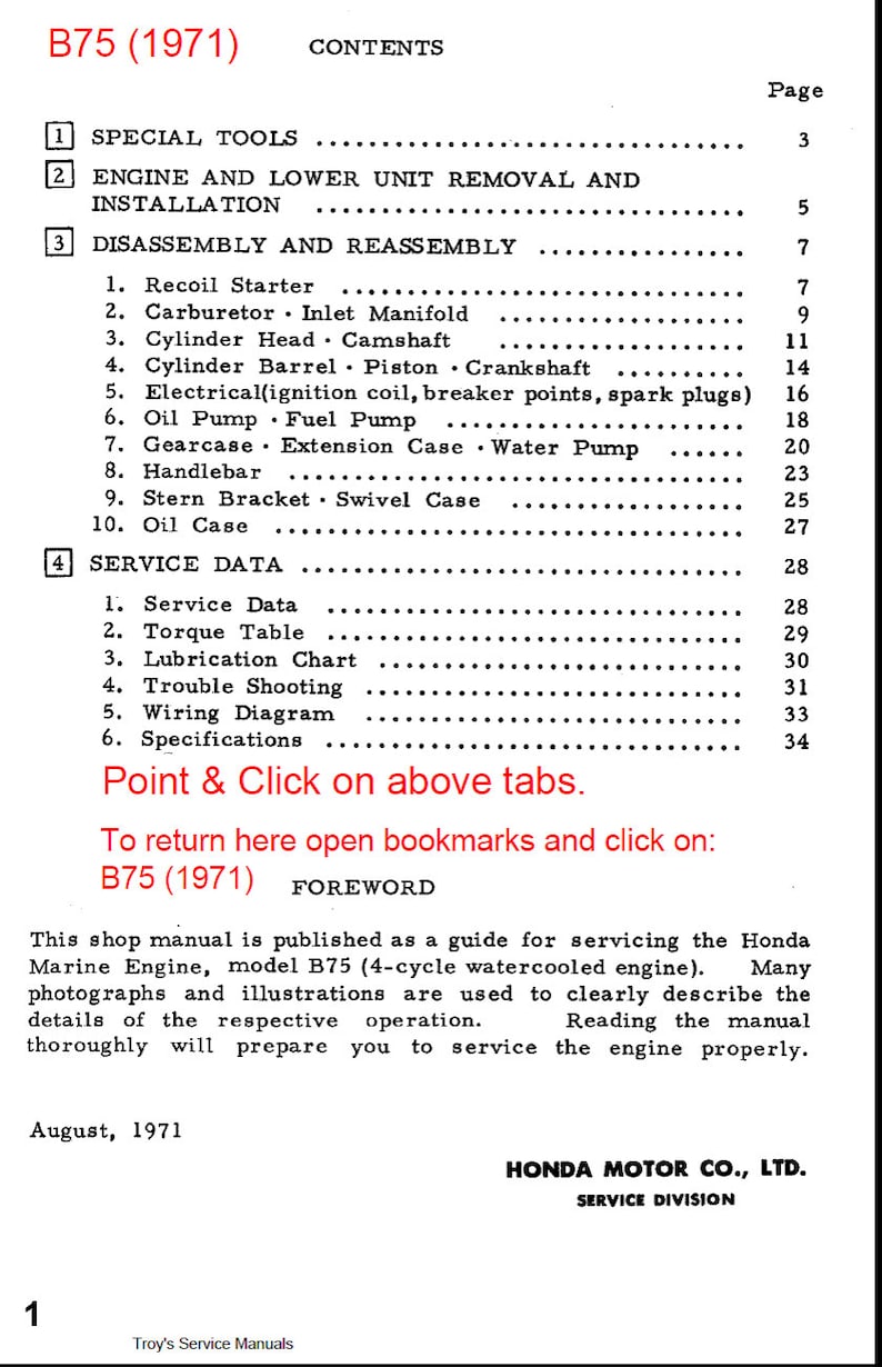 Honda Outboard BF75/BF100, BF8A, B75 Repair Service &amp; Shop Manual - Etsy