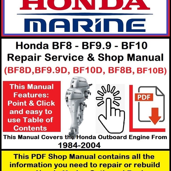 HONON Außenbord BF8, BF9.9, BF10 Service Reparatur & Werkstatt Handbuch (plus Einrichtung und Installationsanleitung)