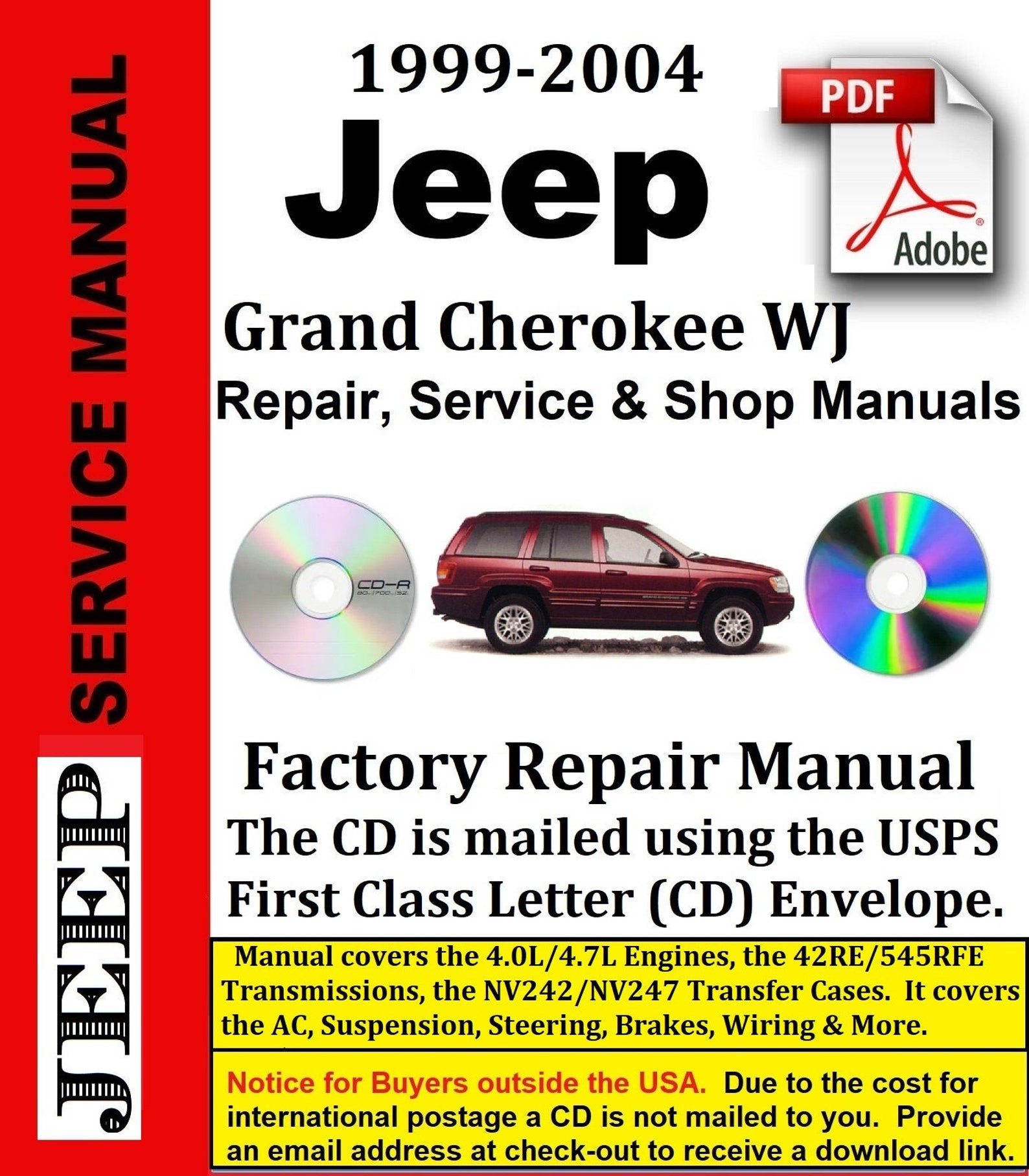 Jeep Grand Cherokee WJ Repair Service & Shop Manual PDF CD Etsy