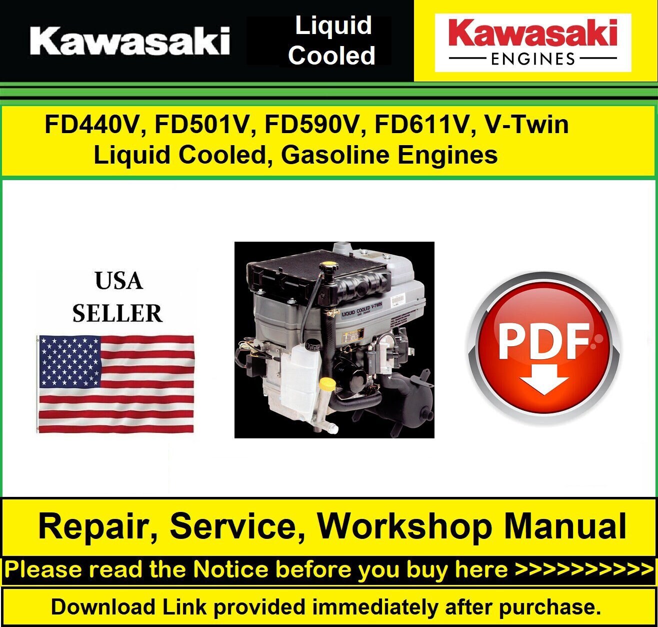 Kawasaki FD440V, FD501V, FD590V, FD611V, Repair Service & Workshop