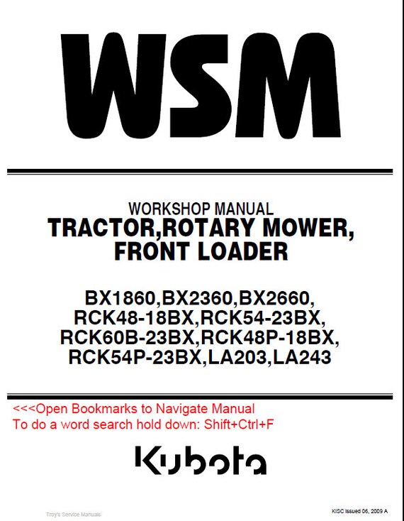 Kubota WSM ワークショップマニュアル WSM Kubota Workshop Manual | eBay