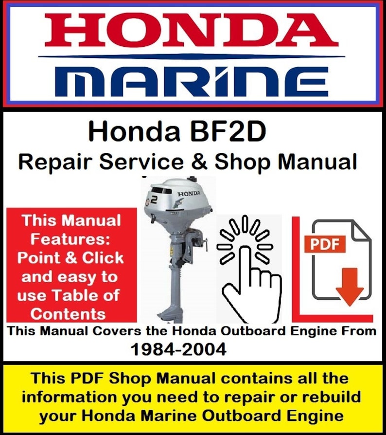 Honda Outboard BF2D Repair Service & Shop Manual Etsy