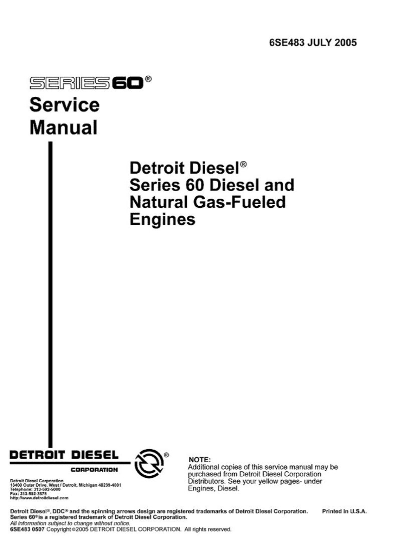 Detroit Diesel Series 60 Repair, Service, Manual Etsy