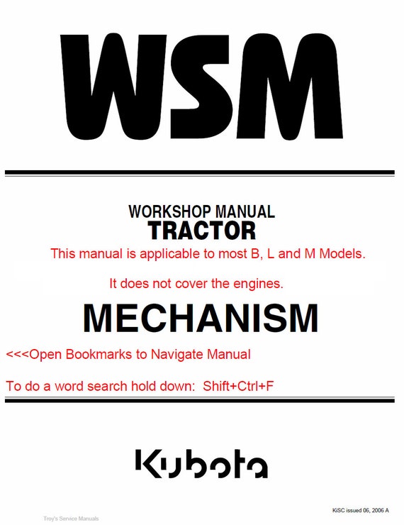 Kubota WSM ワークショップマニュアル クボタ修理サービス＆ショップマニュアル 汎用トラクター WSM