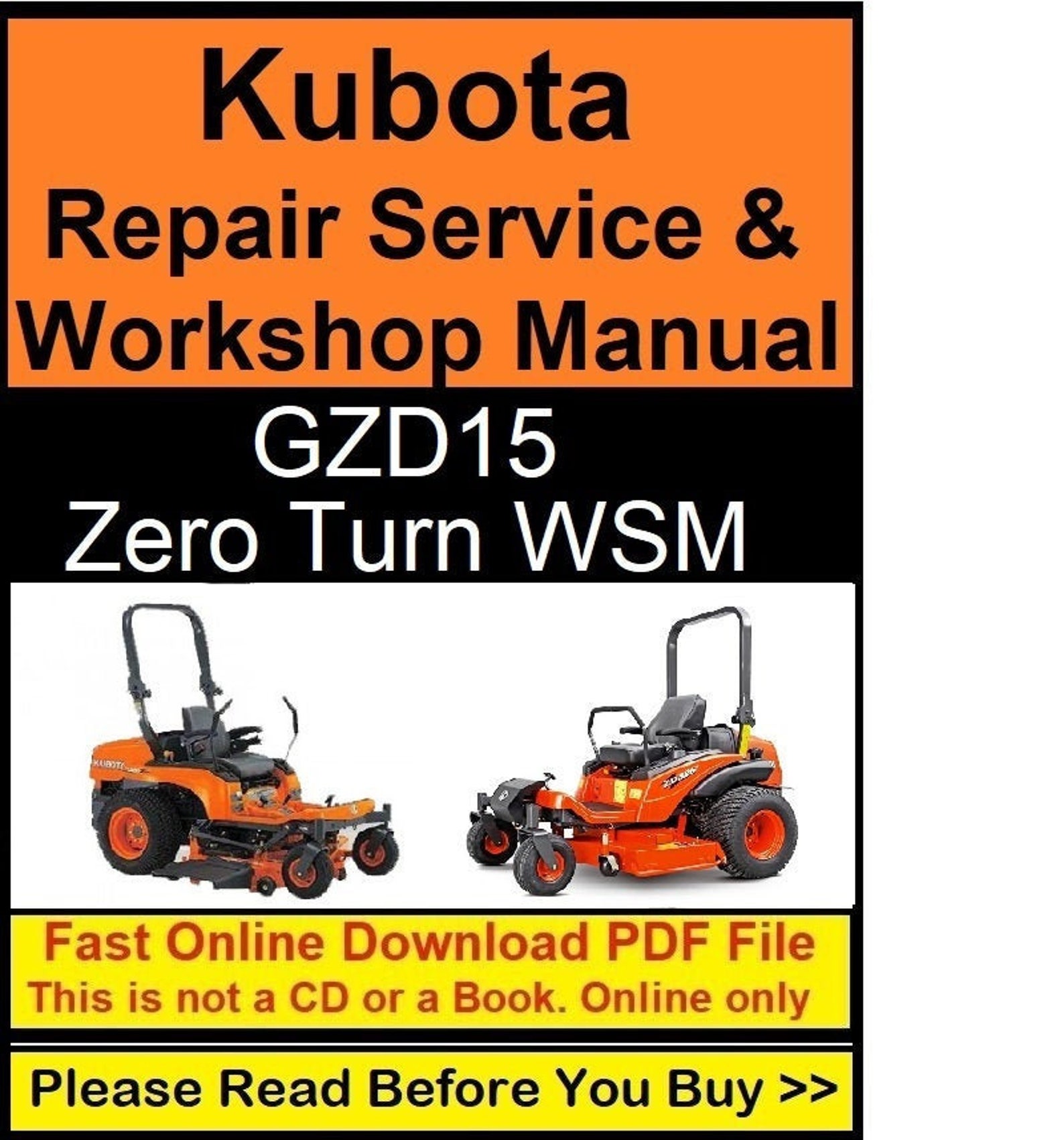 Kubota Repair Service and Shop Manual GZD15 Zero Turn and Etsy España