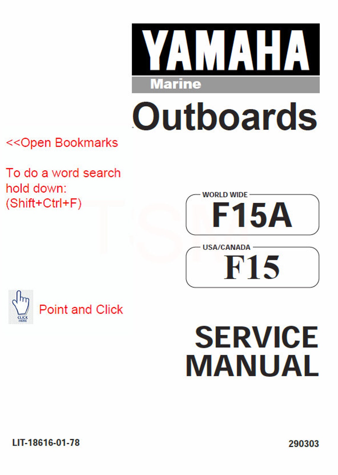 Yamaha Outboard F15A, F15 Repair Service & Shop Manual Etsy
