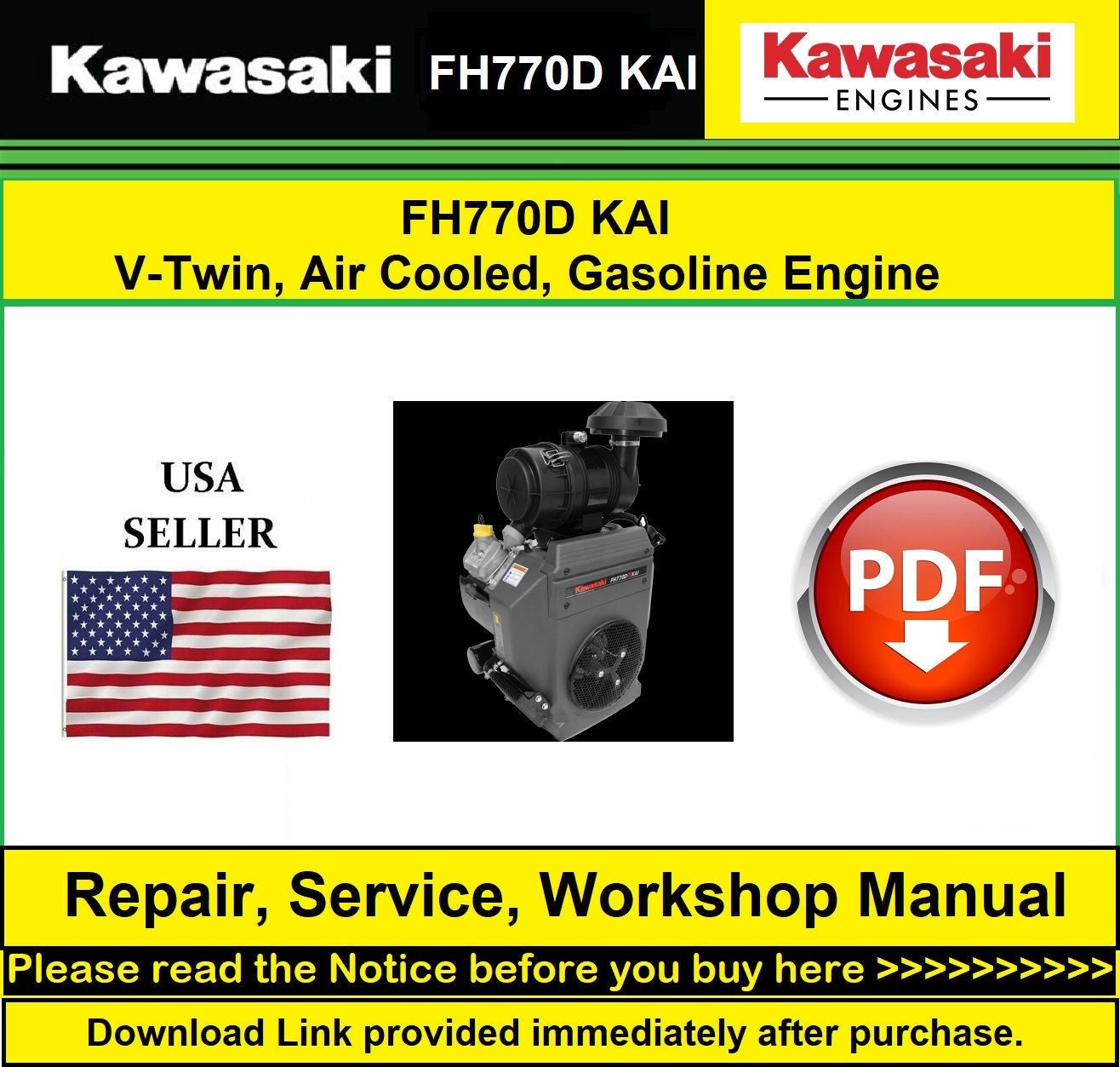 Kawasaki FH770D KAI, V-twin, Air Cooled, Repair Service & Workshop ...