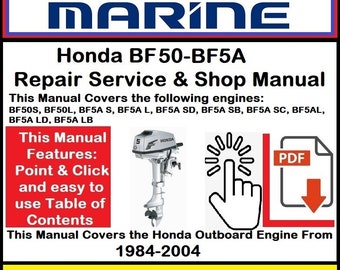 Manual de taller y servicio de reparación del motor fueraborda Honda BF50-BF5A (cubre el motor fueraborda Honda de 1984 a 2004)