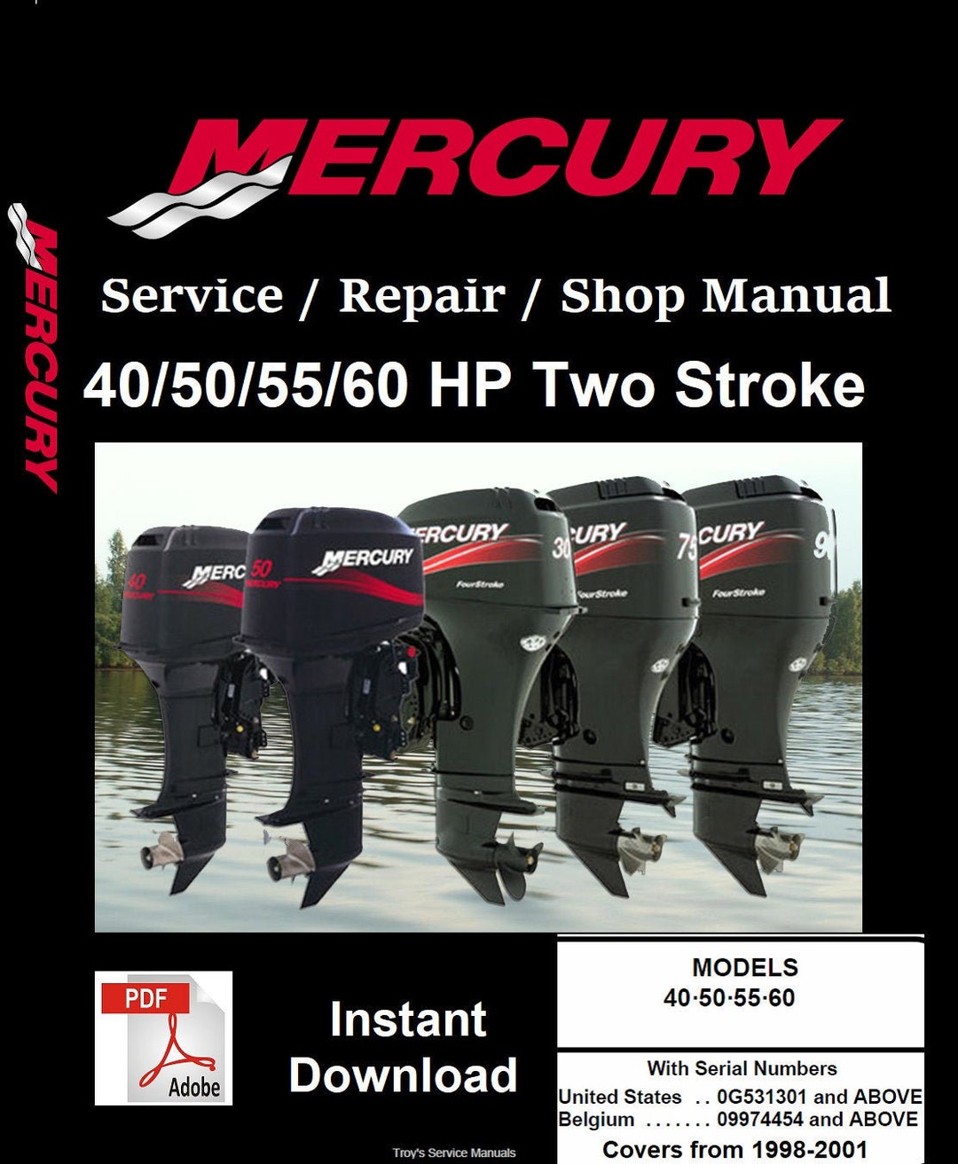 Mercury Outboard Repair Service & Shop Manual 40/50/55/60 Two Stroke Etsy