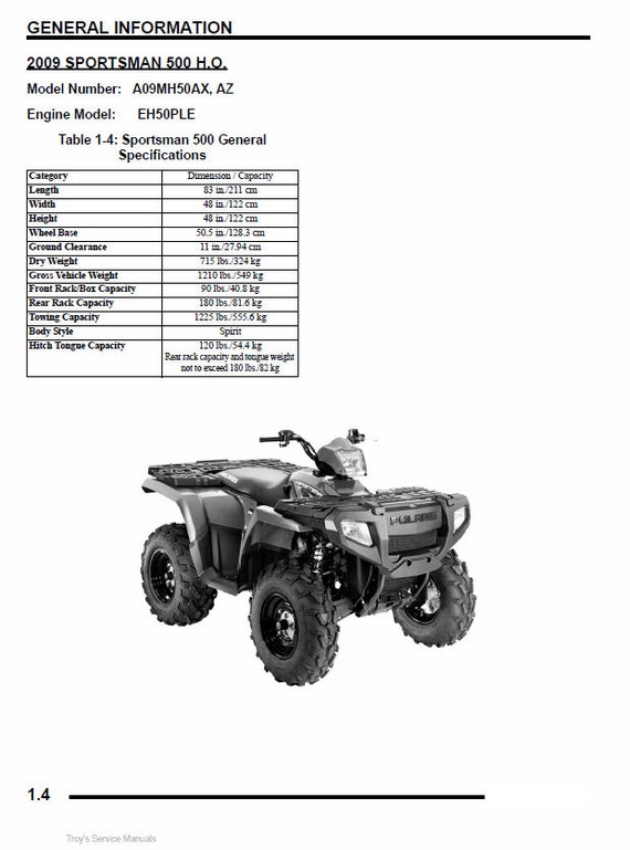thumbnail image 2 of Service Manual For 2012 Polaris Sportsman 500 HO – US Made, 60-Day Warranty 2 of 4