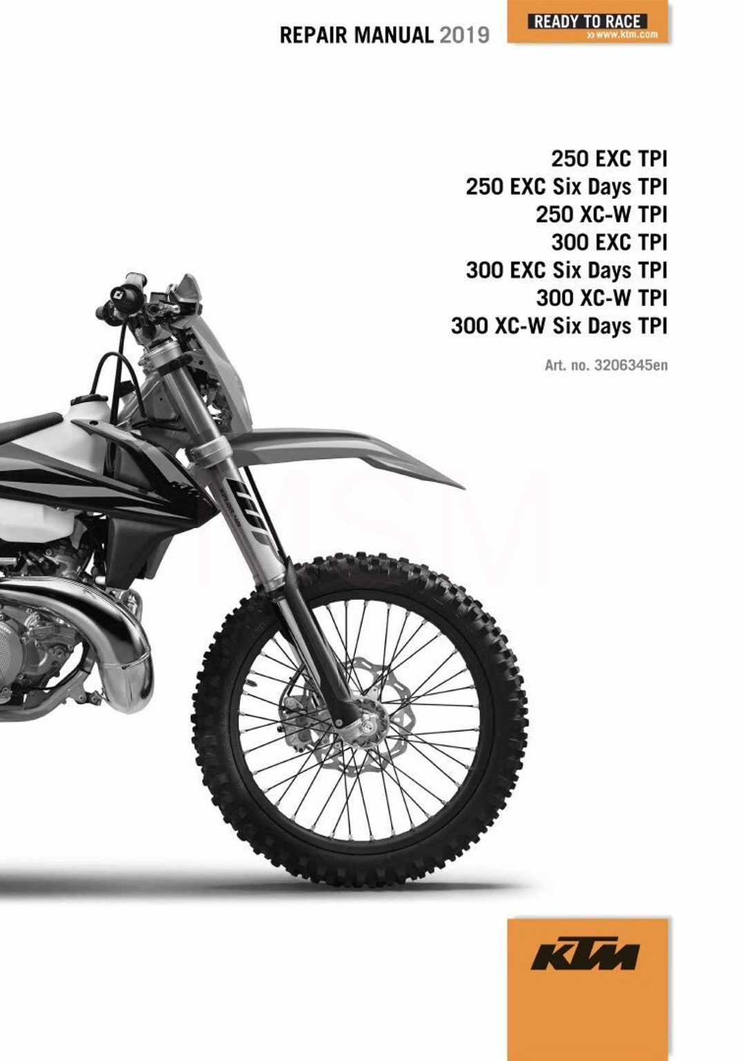 2019 KTM 250-300 Exc XC-W TPI Six Days Factory Repair Service Shop