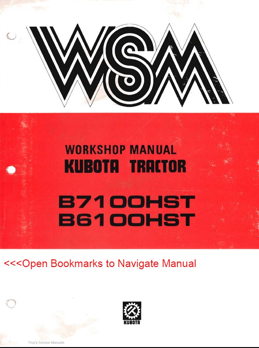 クボタ修理サービスおよびワークショップマニュアル (B7100HST