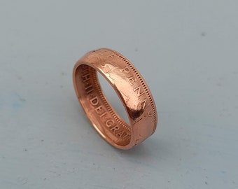 Half Penny Coin Ring. Mens ring. Womans ring.