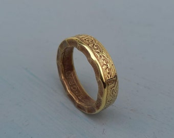 Golden Threepence coin ring, rings for her, rings for him