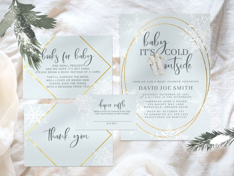 Baby Its Cold Outside Baby Shower Winter Baby Shower Invitation Set Baby Its Cold Outside Invitation for Boy Printable