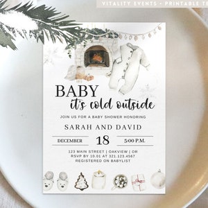 Winter Baby Shower Invitation, Baby Its Cold Outside Baby Shower Baby Its Cold Outside Invitation Neutral Printable Invitation Template BCNB
