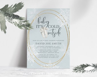 Winter Baby Shower Invitation, Baby Its Cold Outside Baby Shower, Baby Its Cold Outside Invitation Boy, Printable Invitation Template, BCGB