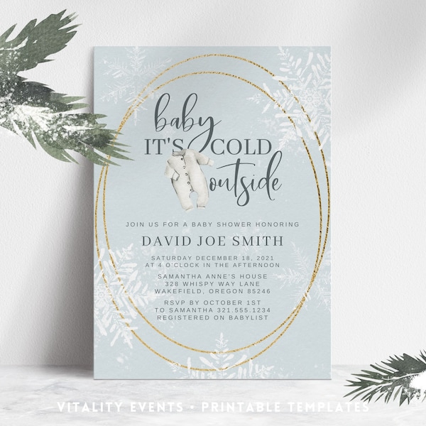 Winter Baby Shower Invitation, Baby Its Cold Outside Baby Shower, Baby Its Cold Outside Invitation Boy, Printable Invitation Template, BCGB