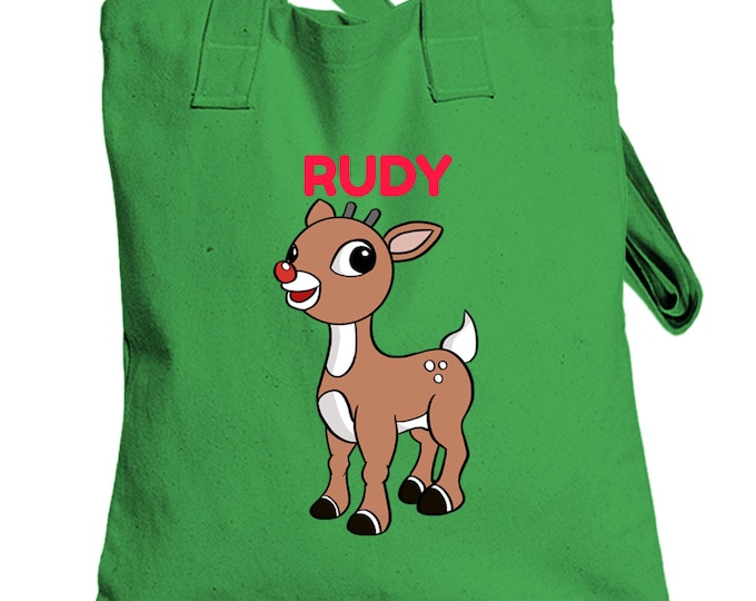 Rudolph Reindeer Cotton Totebag
