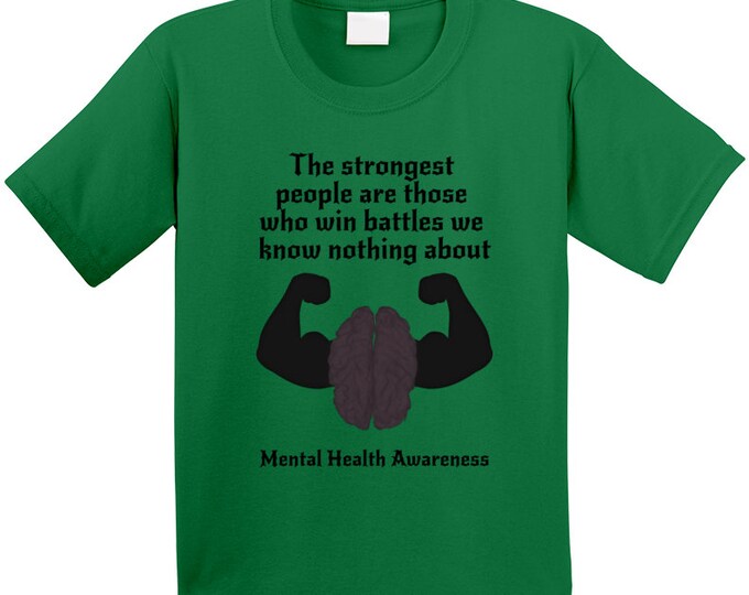 Mental Health Awareness Strength Green T Shirt Youth