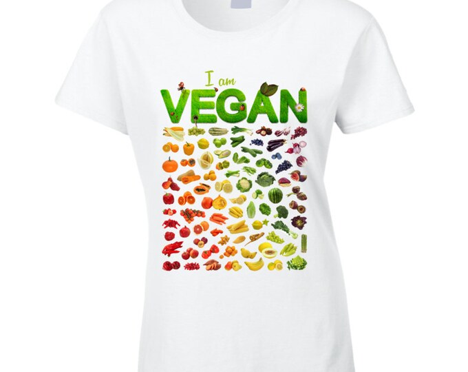 Vegan Fruits And Veggies Ladies T Shirt