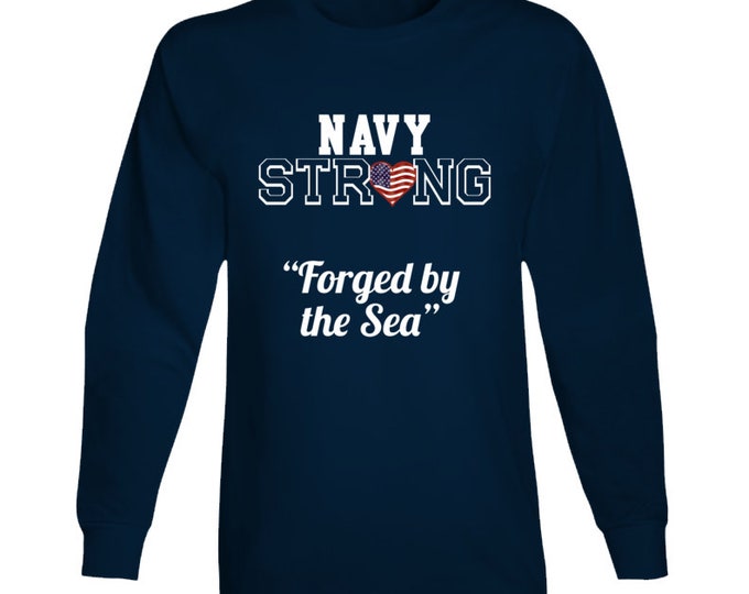 Patriotic Strong Long Sleeve T Shirt Blue