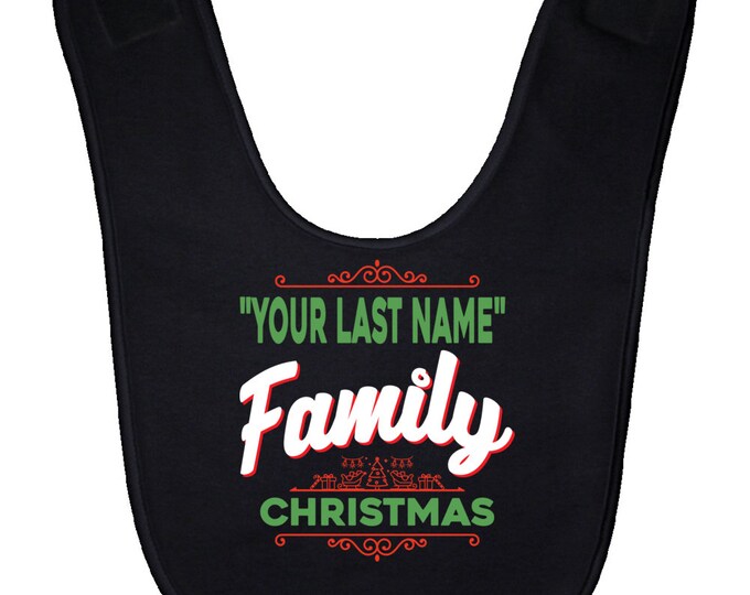 Custom Name Family Christmas Baby Bib