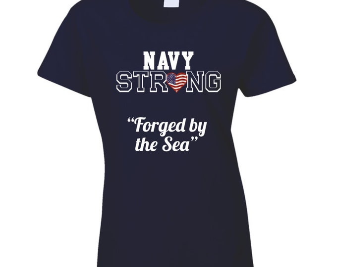 Patriotic Strong Ladies T Shirt Blue