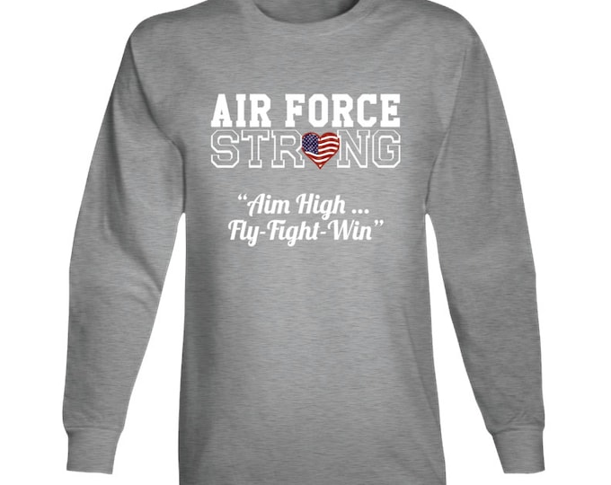 Patriotic Strong Long Sleeve T Shirt Grey