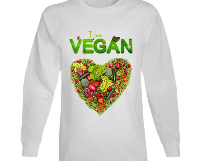 Vegan Heart White Long Sleeve T Shirt