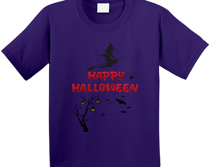 Happy Halloween Scary Purple T Shirt Youth