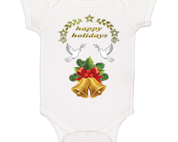 Happy Holidays Turtle Doves Baby One Piece