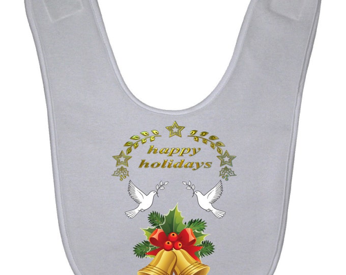 Happy Holidays Turtle Doves Baby Bib